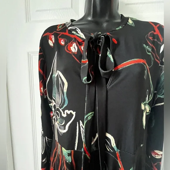 Zara Keyhole Midi Floral Dress size L - Picture 7 of 16